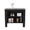 Tuhome Cala Kitchen Island, Four Legs, Three Shelves, Black/Ibiza Marble AWZ6538 - alternate 4